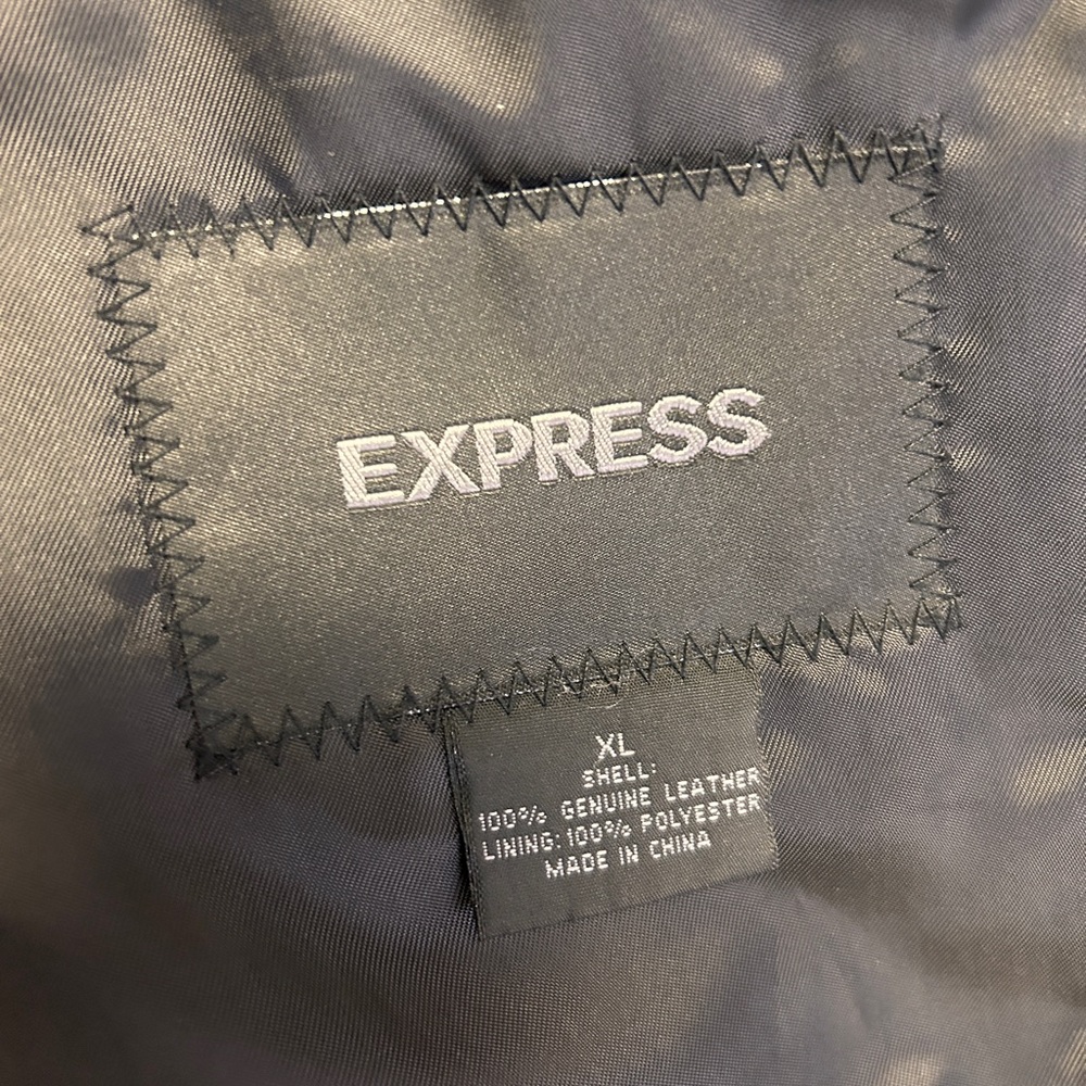 Express Black 100% Leather Jacket - image 3
